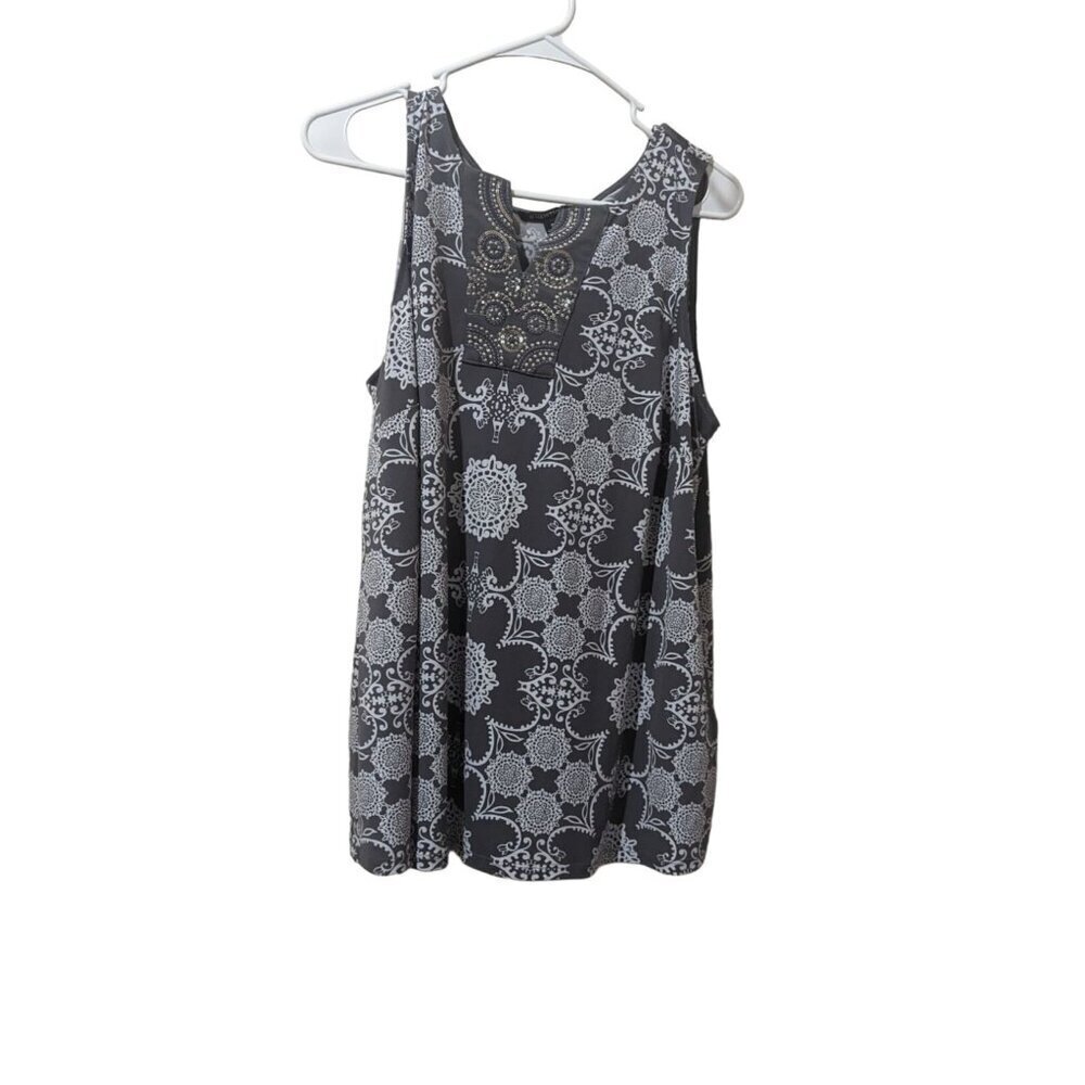 Hawthorn women's tank top blouse size‎ 1X Gray sleeveless  embellished